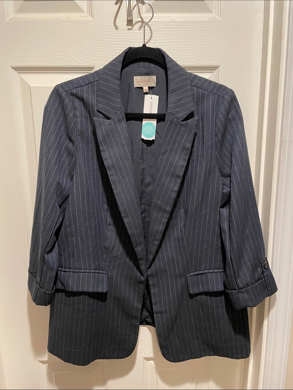 Skies Are Blue pinstripe open blazer